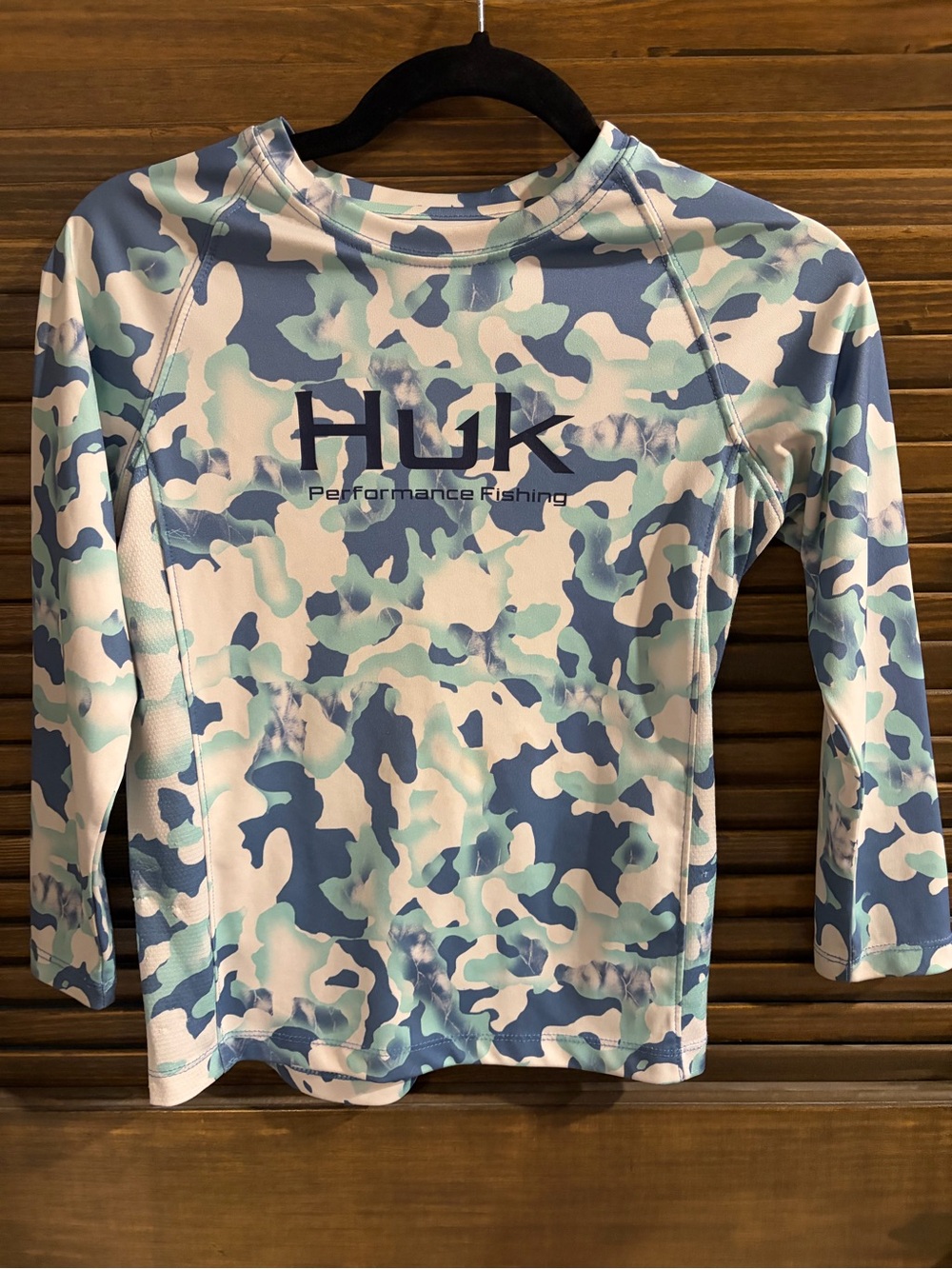 Huk Kids Light Blue Camo Long Sleeve Rash Guard